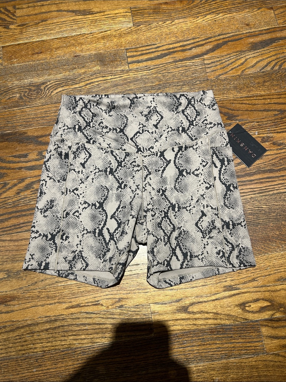 High-Rise Snake Print Bike Shorts in Gray — Danskin